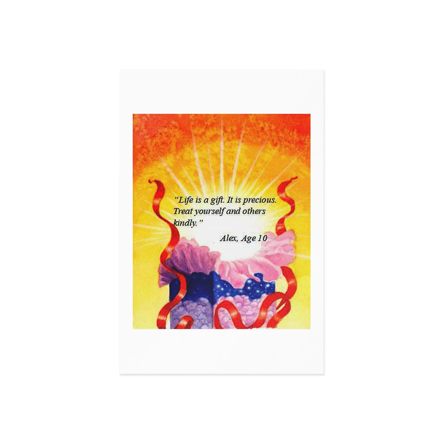 Life is a Gift Fine Art Postcard - Treat Yourself and Others Kindly