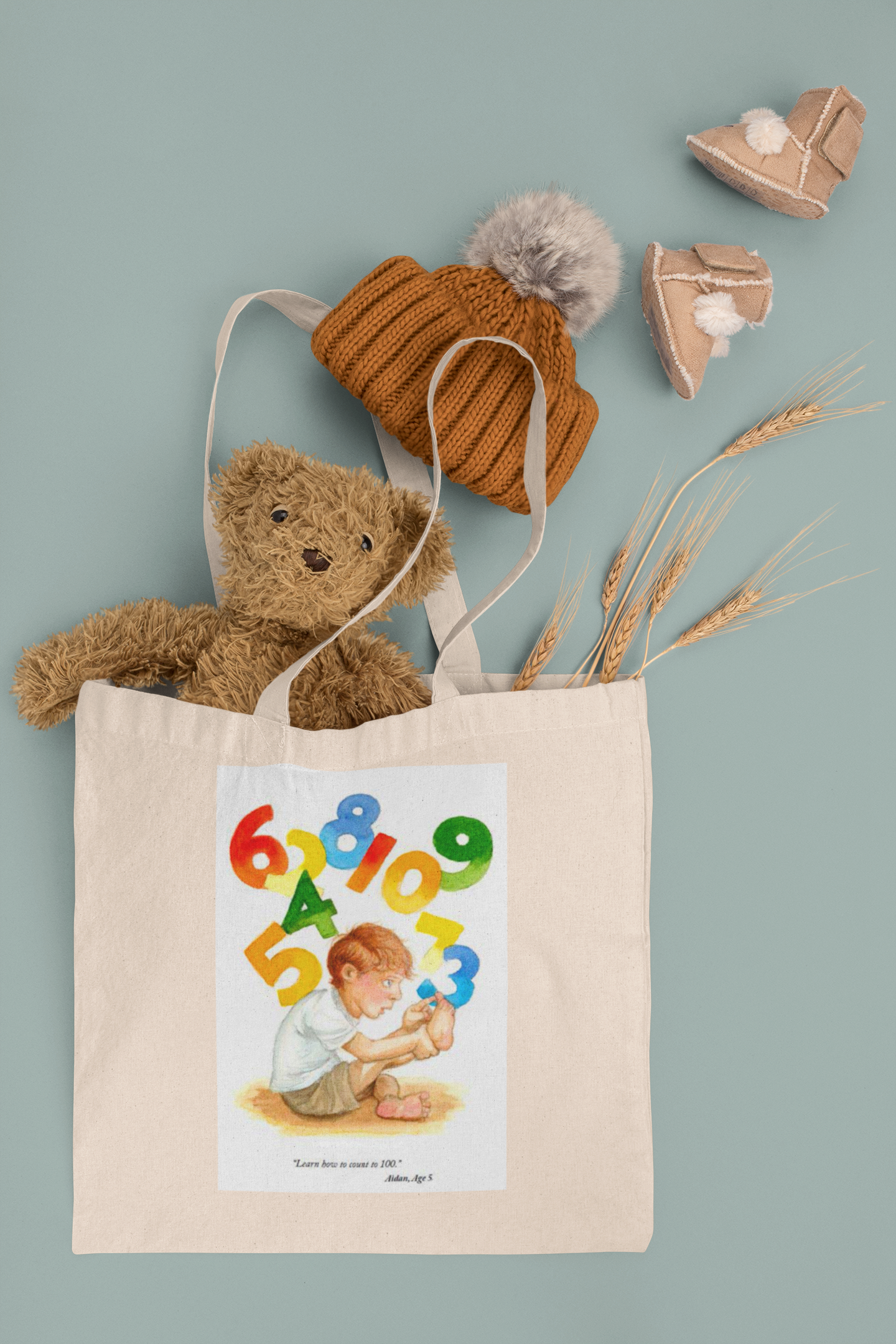 Learn to Count to 100 Natural Tote Bag