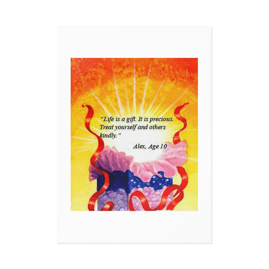 Life is a Gift Fine Art Postcard - Treat Yourself and Others Kindly