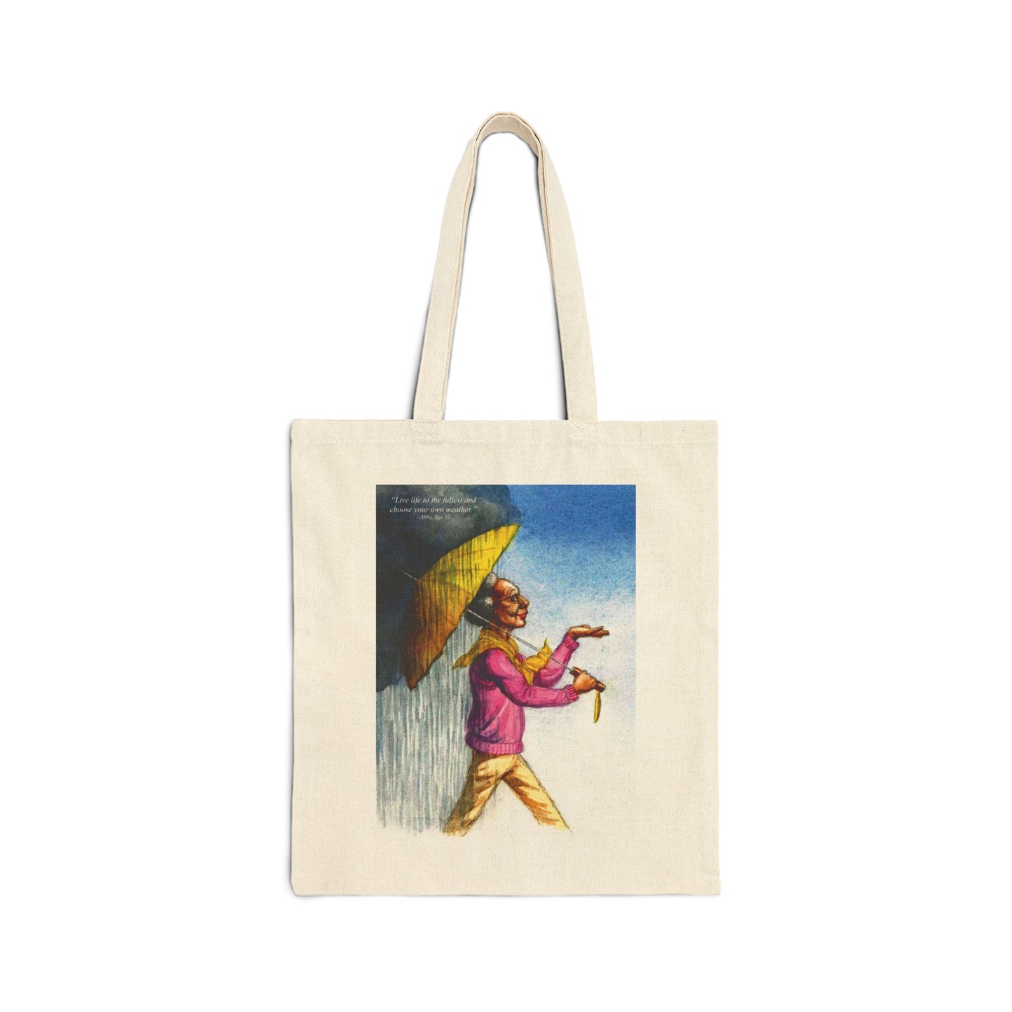 Walking in The Rain Cotton Canvas Tote Bag