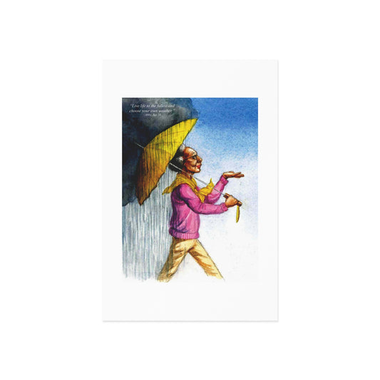 Postcards - Confident Older Woman Walking in the Rain