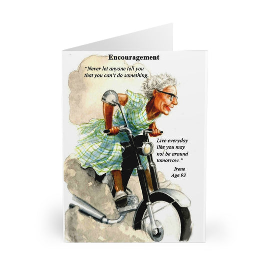 Motorcycle Granny Live Every Day Inspirational Message - 5 Pack Greeting Cards -