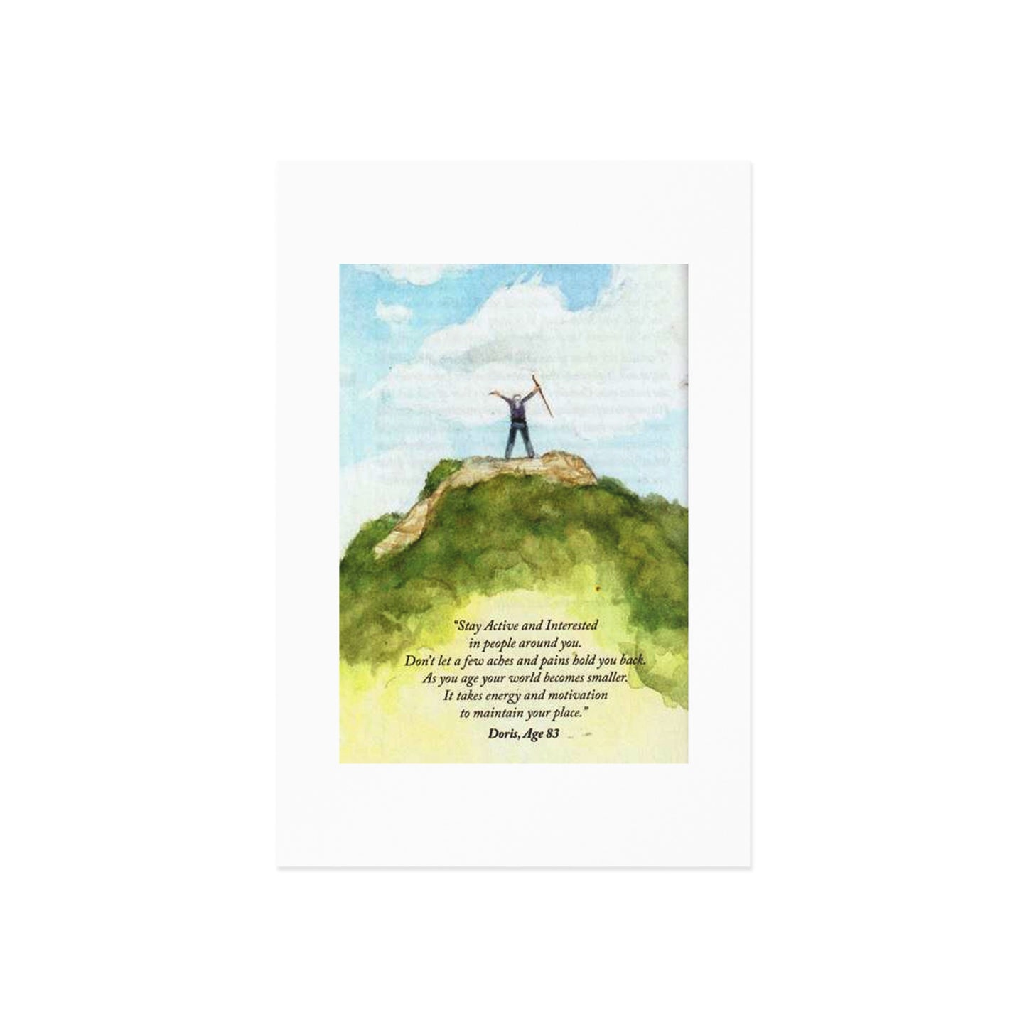 Postcards - Man On Mountain Top With Positive Outlook Design