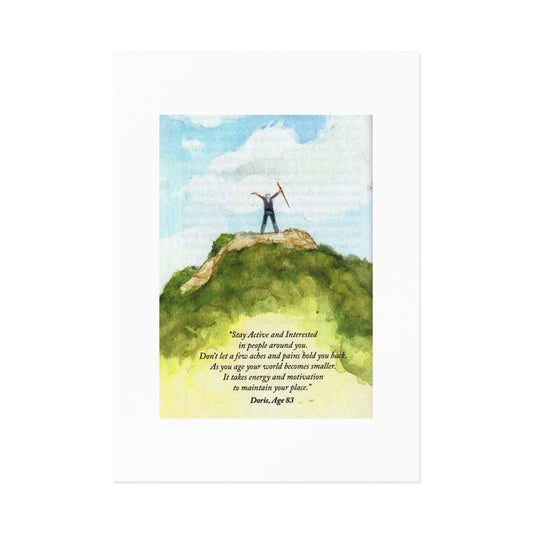 Postcards - Man On Mountain Top With Positive Outlook Design