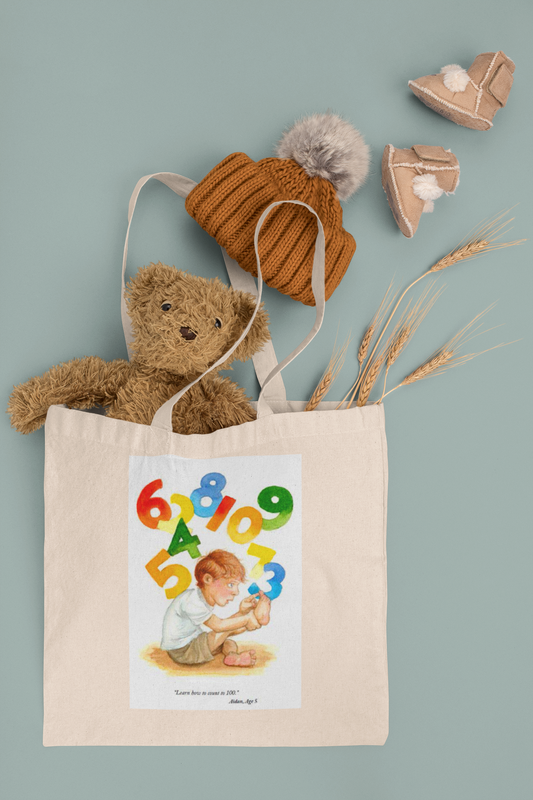 Learn to Count to 100 Natural Tote Bag